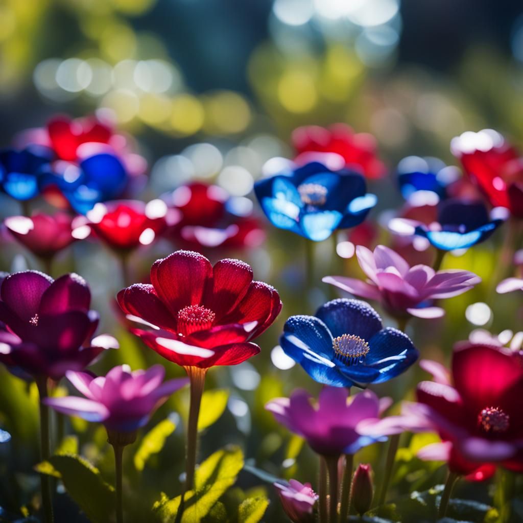 Glass Ruby and Sapphire Flower Garden