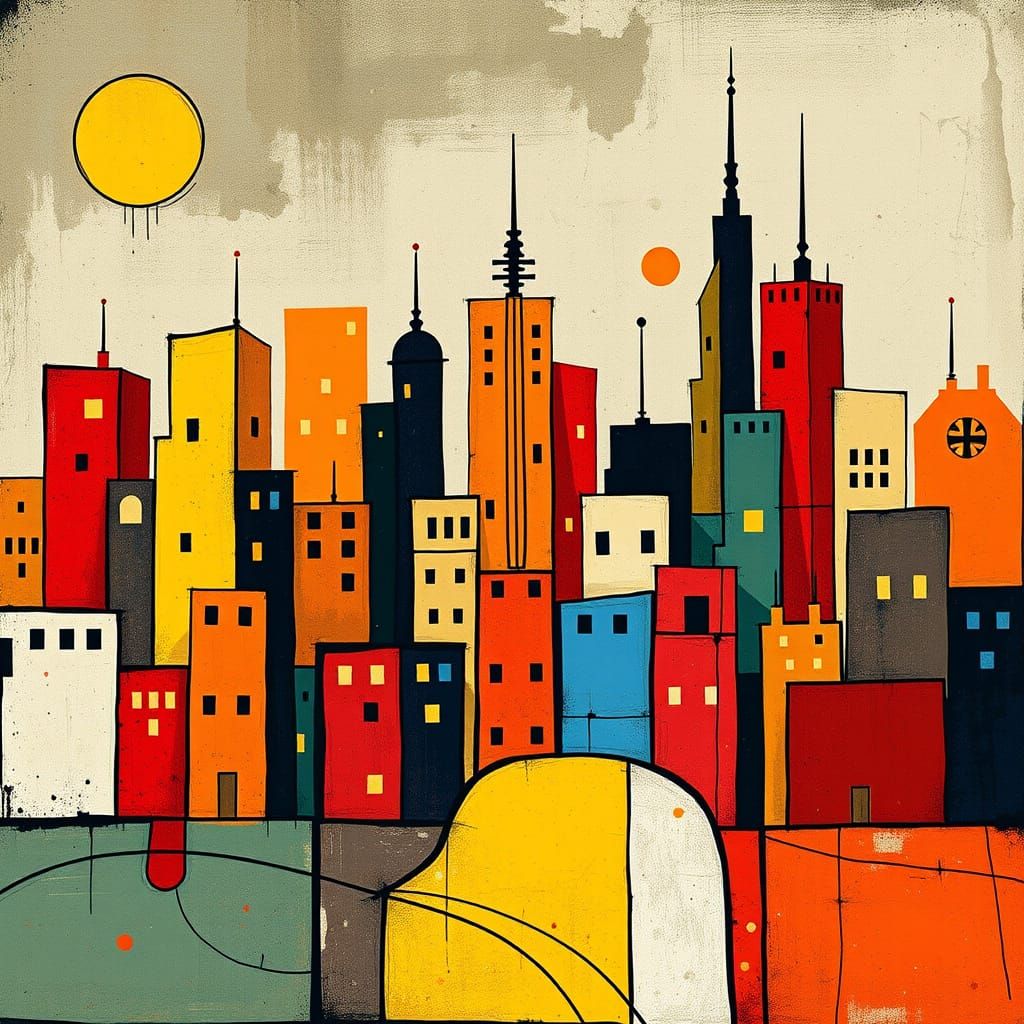 Abstract Musical Cityscape in Kandinsky Style