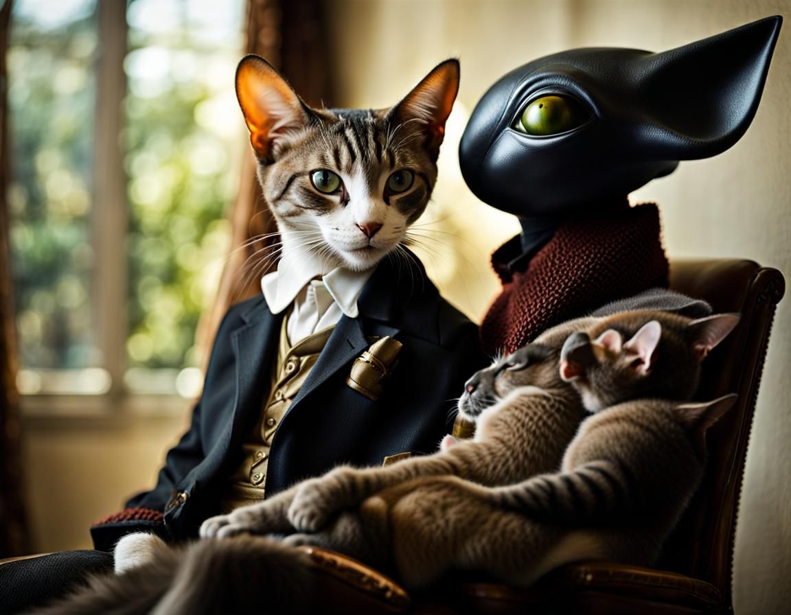 Surreal Alien Restaurant Celebration in Dreamy Light