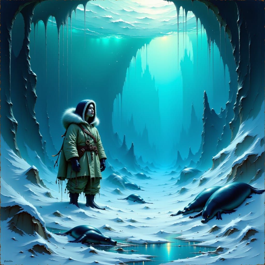 Agloolik Under Ice: Surreal Inuit Scene