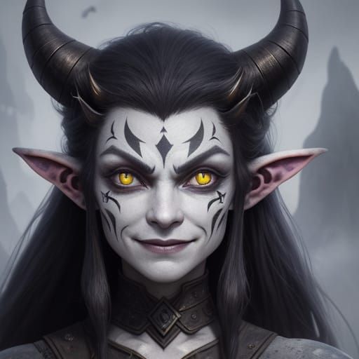 Mischievous Imp Grins in Dramatic Moonlit Portrait