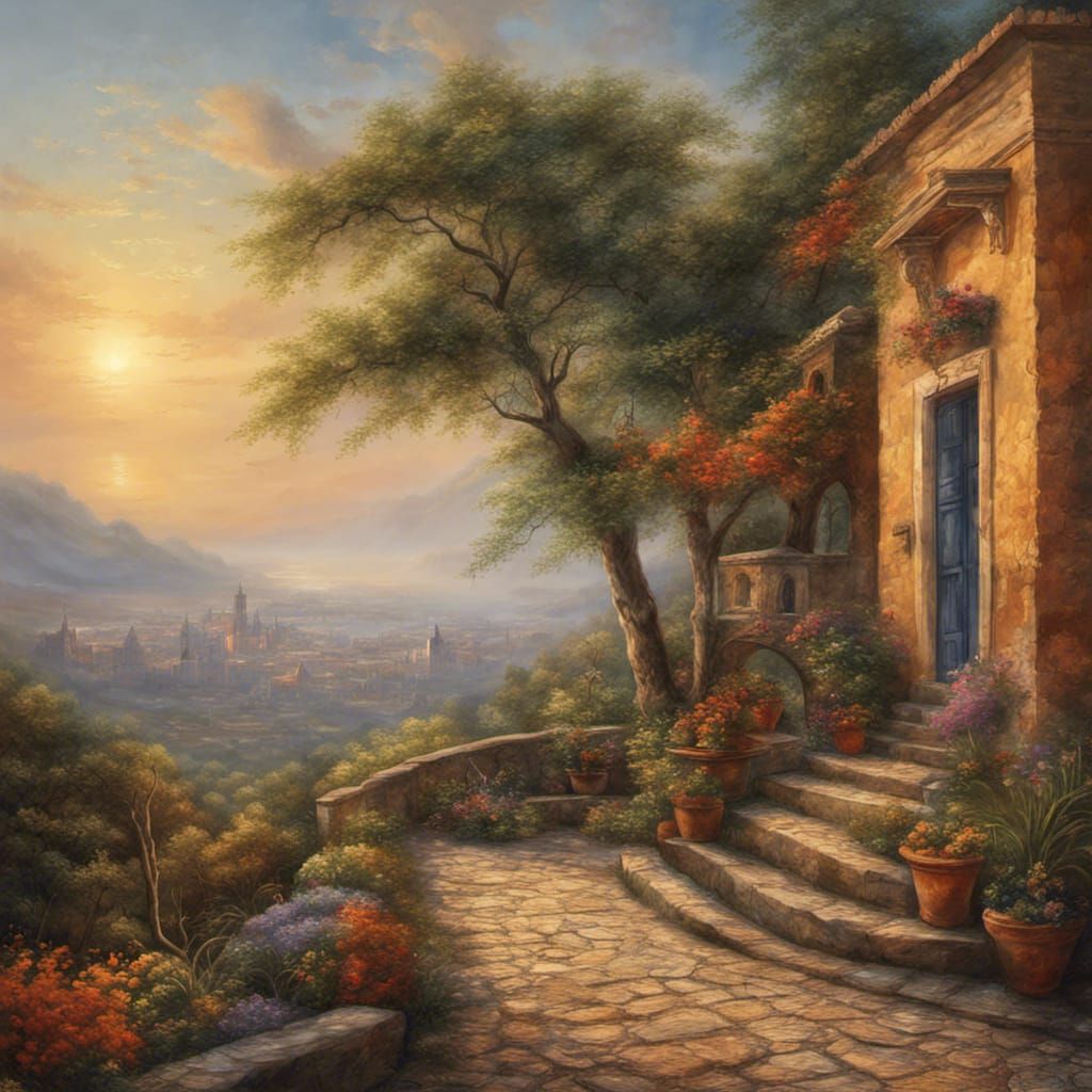 Hyperrealistic Hand-Painted Scene with Vibrant Colors