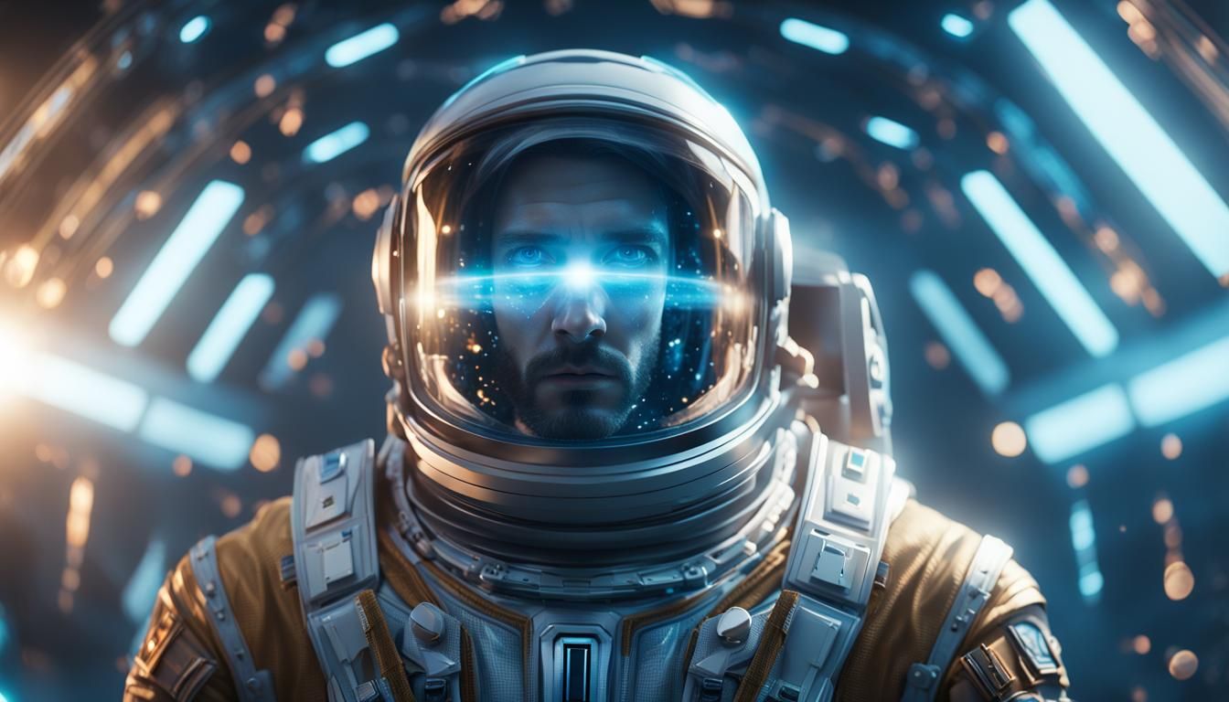 Cosmic Man with Astronaut Helmet in Astral Style