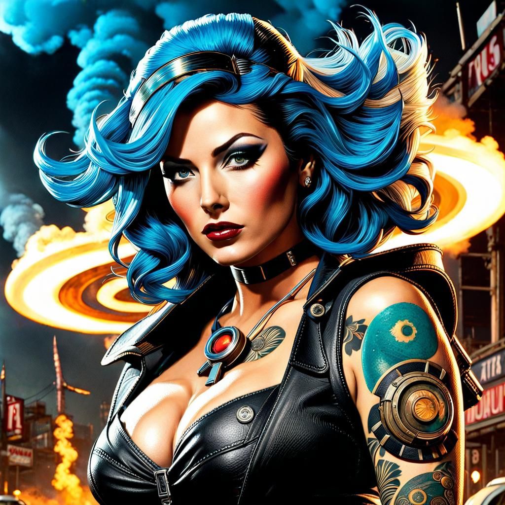 atompunk, retro-futuristic, artistic design Fallout 4 visual style reminiscent of 1950s Americana.