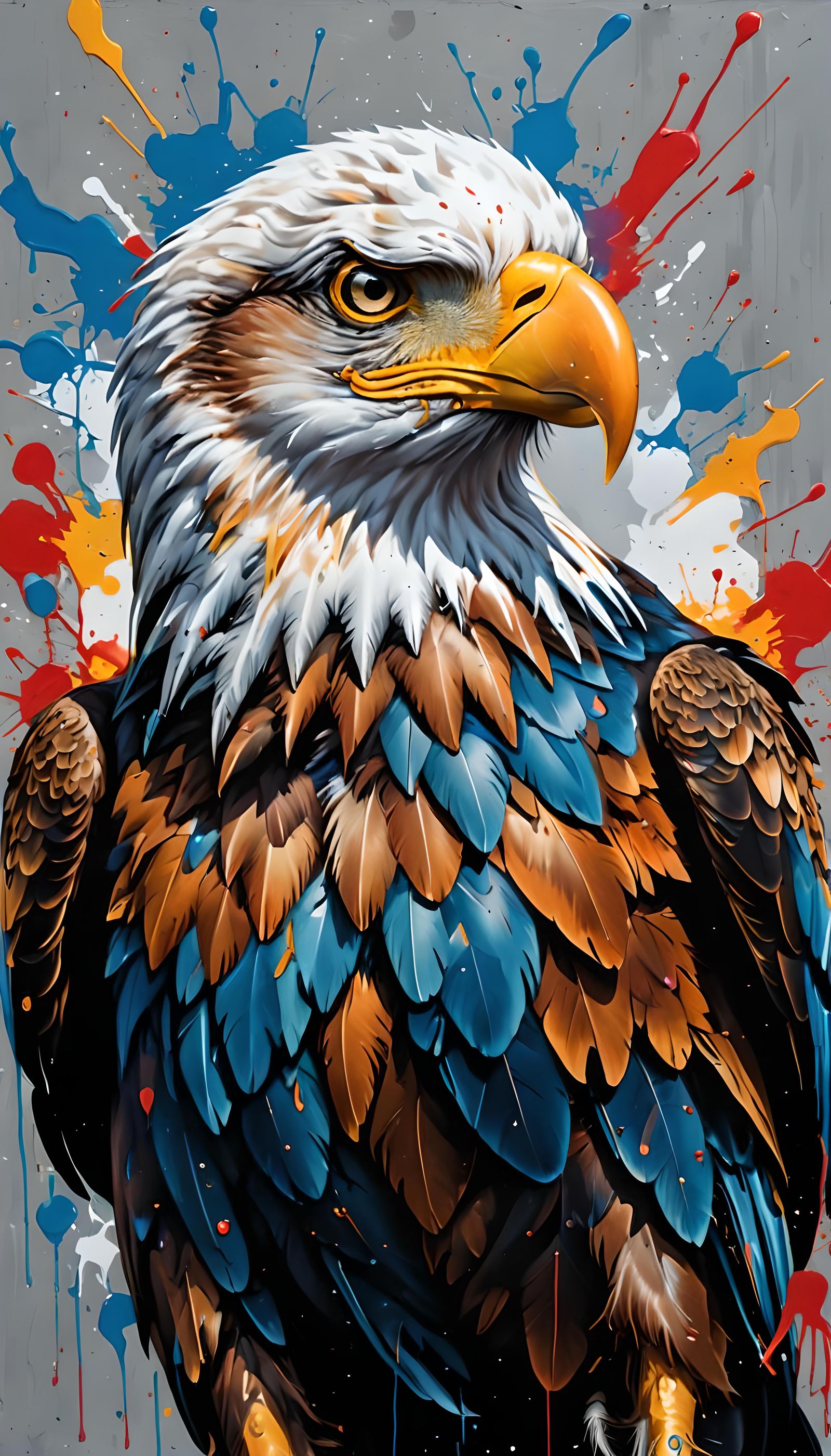 Majestic Eagle Portrait in Graffiti Art Style