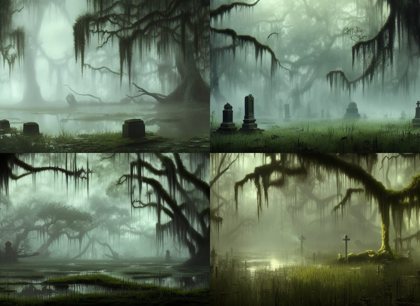 Lafayette Cemetery Bayou: Dark Fantasy Concept Art
