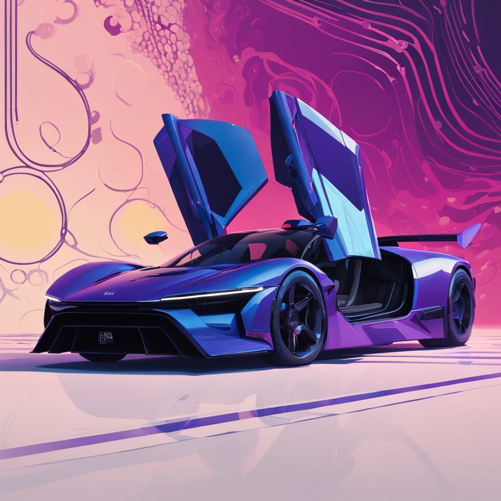 Cyberpunk Hypercar in Neon-Infused Futuristic Landscape
