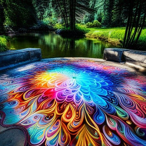 Luminous Rangoli Reflected in Fungi-Fractal Lake