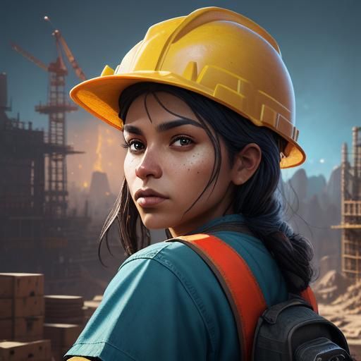 Latina Construction Worker: Fantasy Concept Art