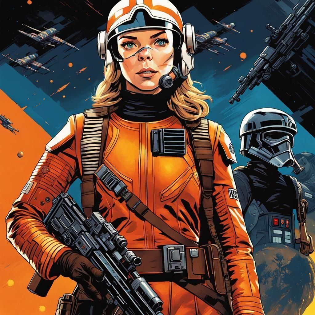 Natalie Dormer as Star Wars Pilot in Comic Art