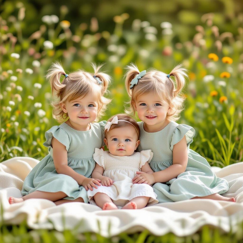 Children in Botanical Garden as Whimsical Illustration