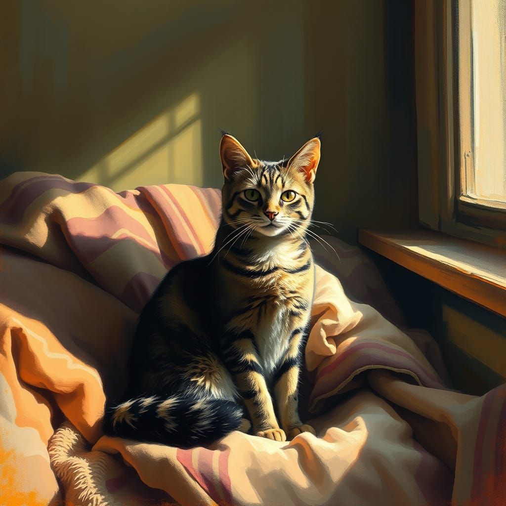 Cozy Cat Portrait in Expressive, Golden Light