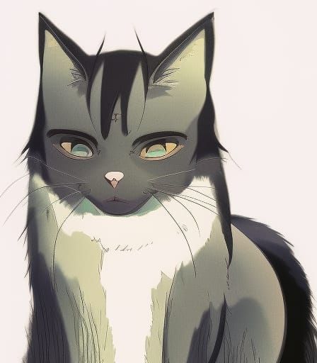Anime Cat Inspired by Studio Ghibli and Shinkai