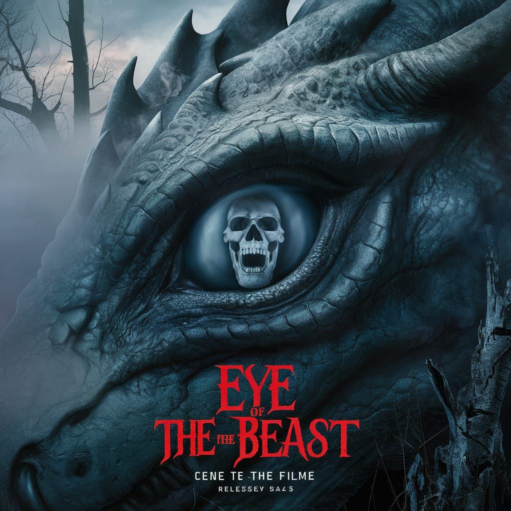 Terrifying Dragon Eye Film Poster in Gothic Style