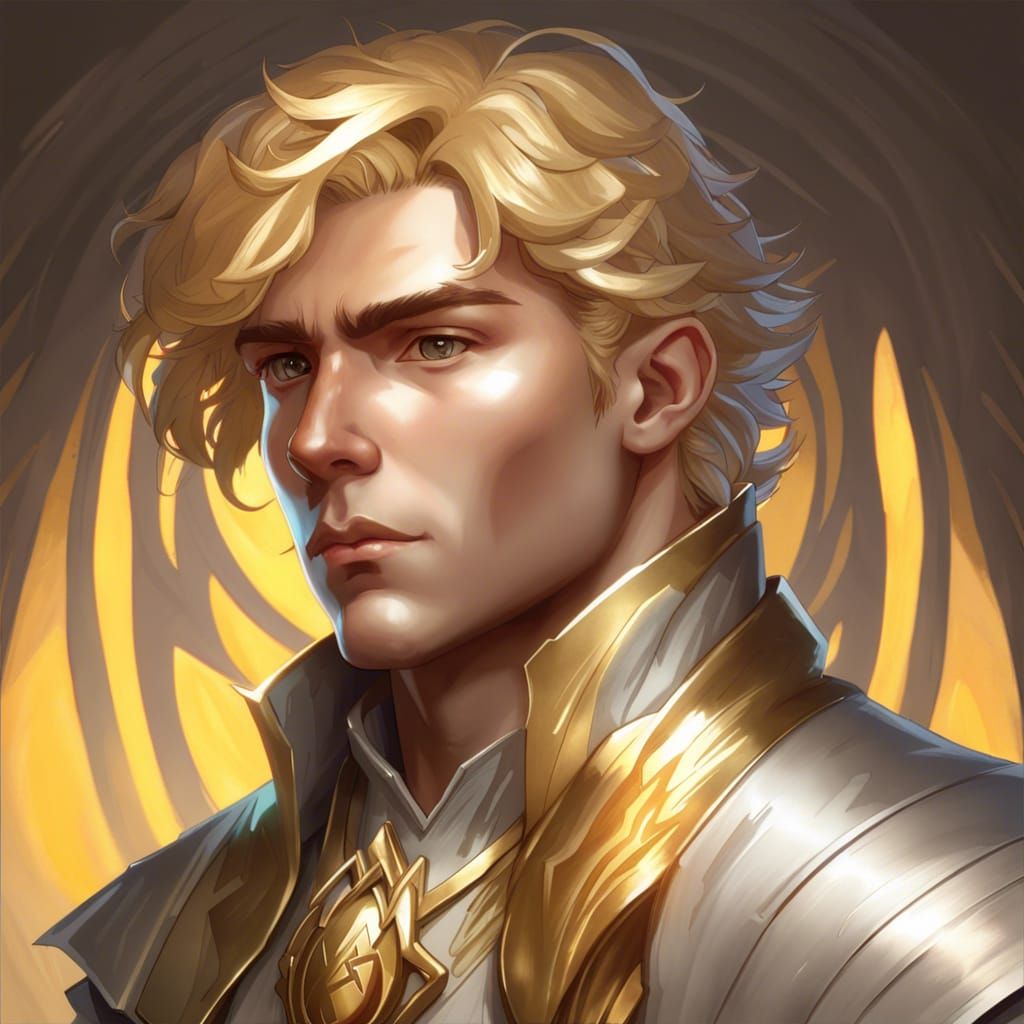 Golden Mage Portrait in Hyperdetailed Style