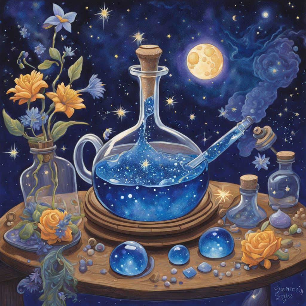 Stardust Renewal Potion in Whimsical Celestial Fantasy Style