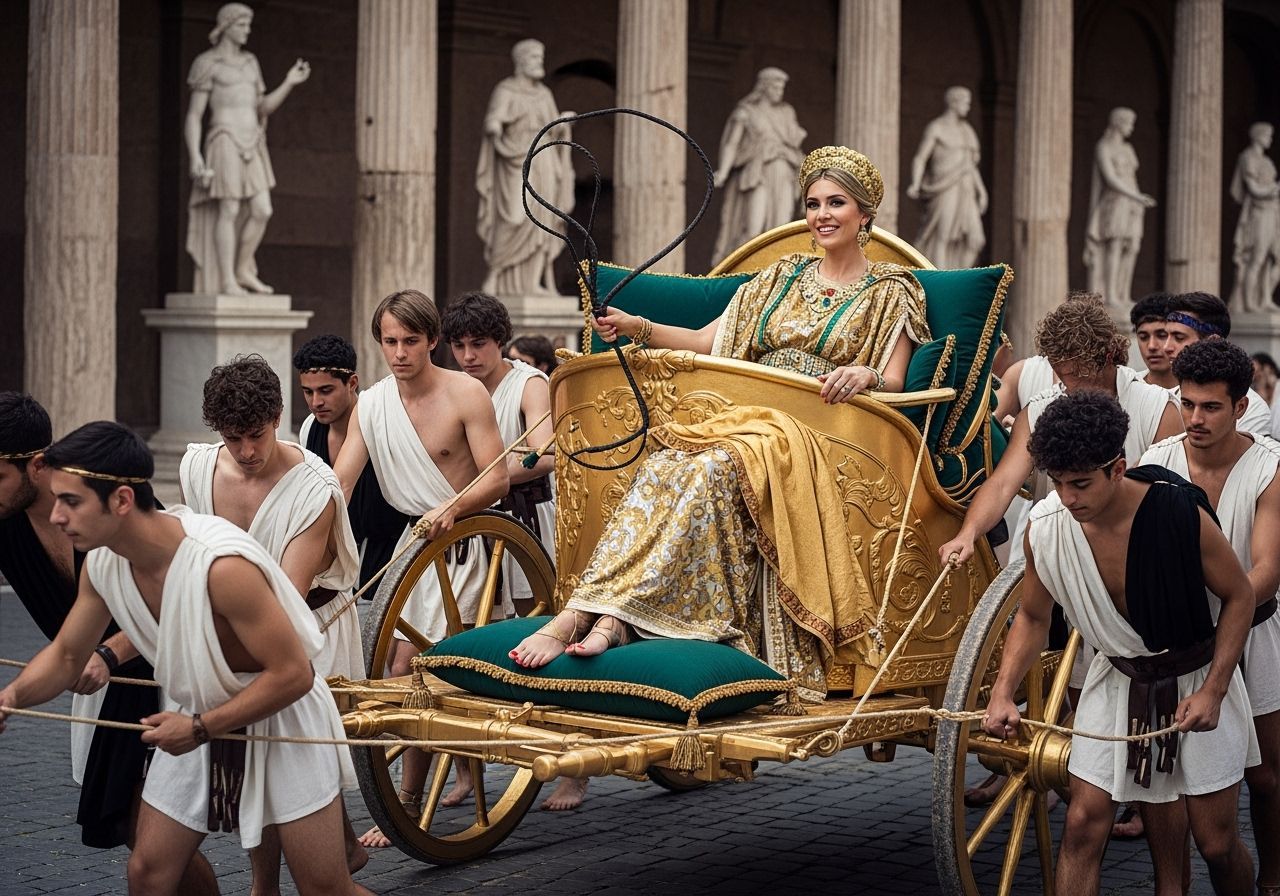 Roman Empress in Gold Chariot: Luxurious Ancient Rome