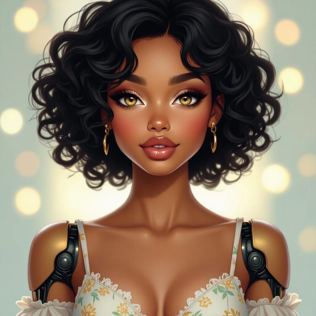 Biracial Ball Jointed Doll Woman with Gold Eyes