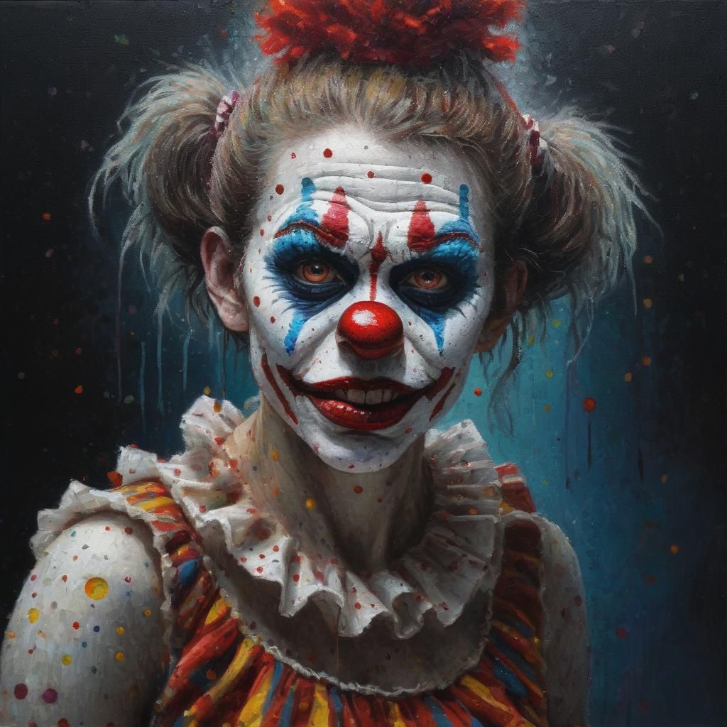 Zombie Monkey Clown in Pointillism Style