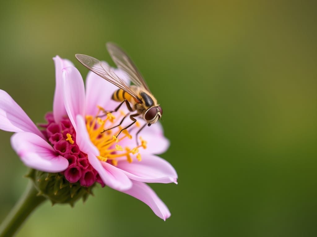 Hoverfly Mimics Wasp on Flower