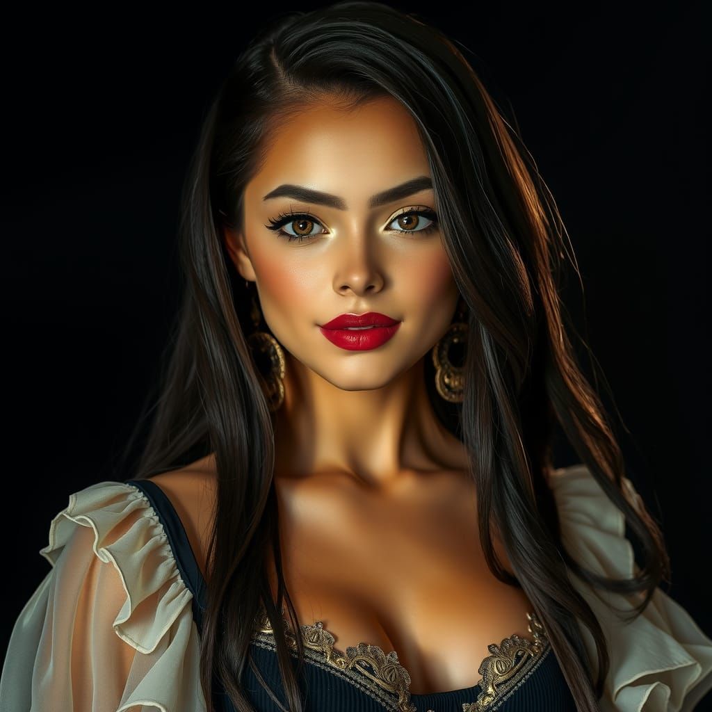 Elegant Crystal Girl in Mini Dress Portrait