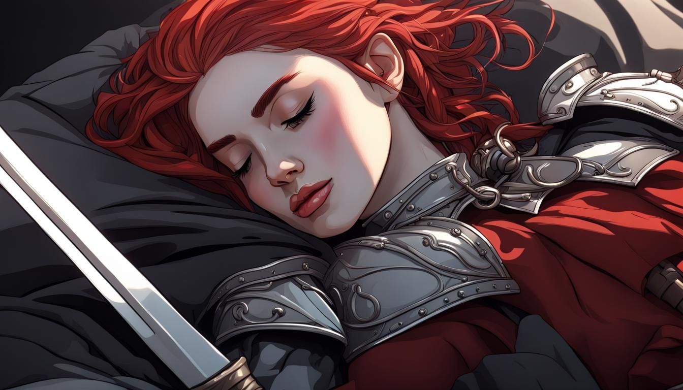 Sleeping Swordswoman in Carriage, Detailed 4K
