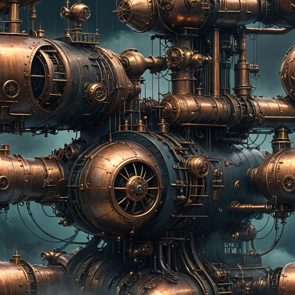 Nautilus Submarine Concept Art in Steampunk Style