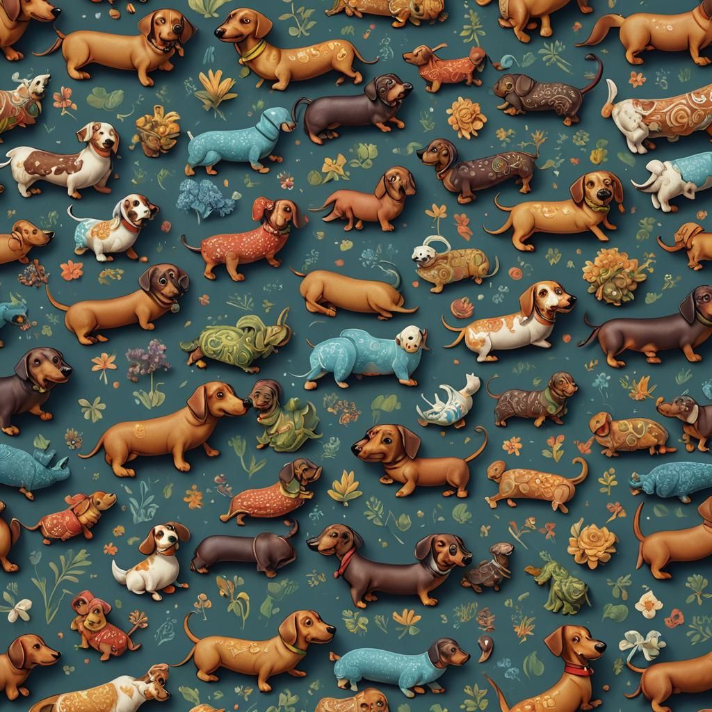 Cute Dachshund in Detailed Fantasy Matte Painting