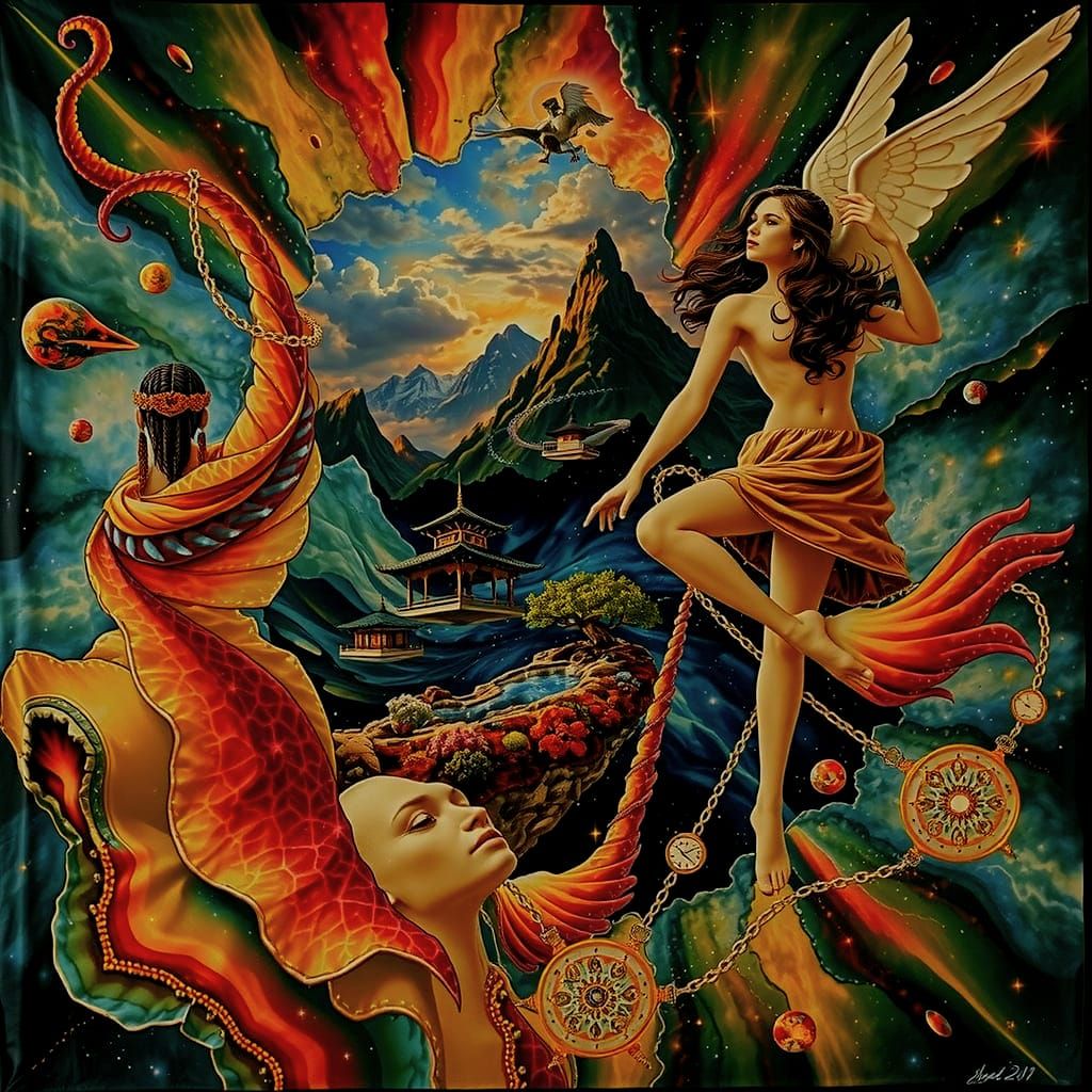 Cosmic Tapestry of Interconnected Realities in Vibrant Gradi...