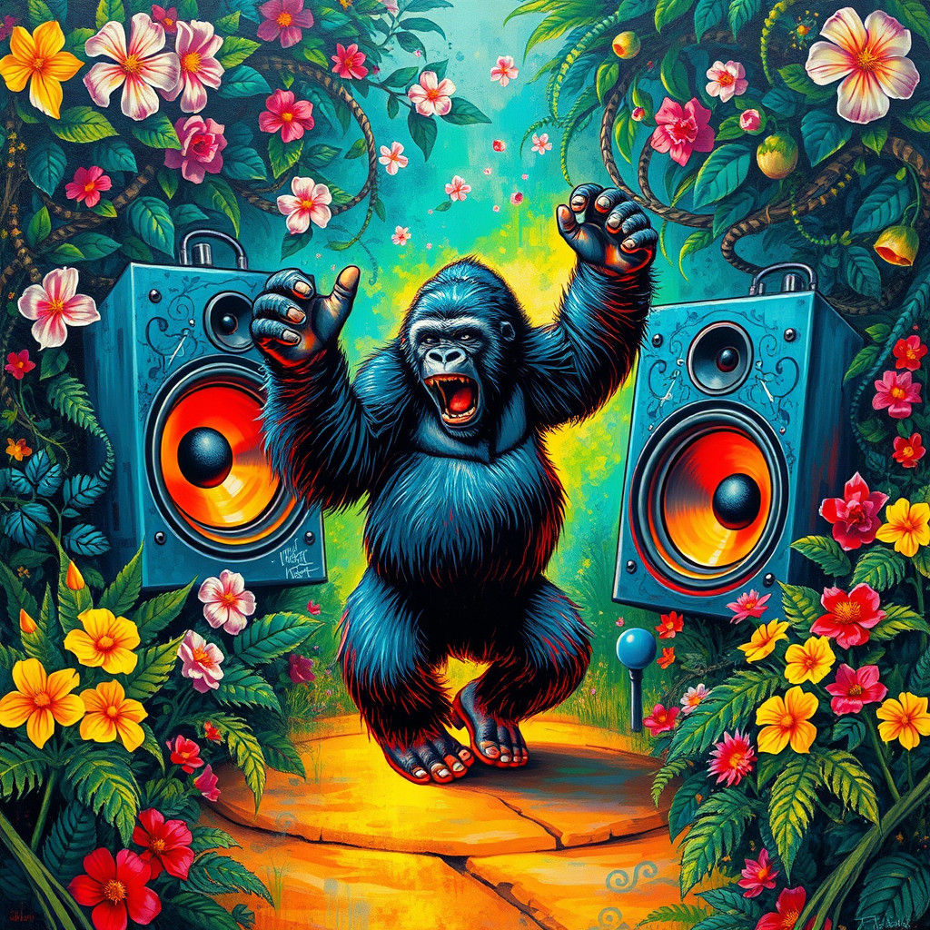 Gorilla's Graffiti Garden Groove: A Street Art Fusion