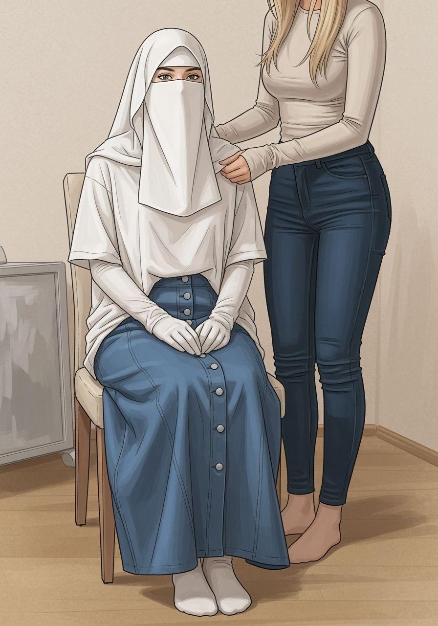 Niqabi Woman Portrait in Graphic Novel Style