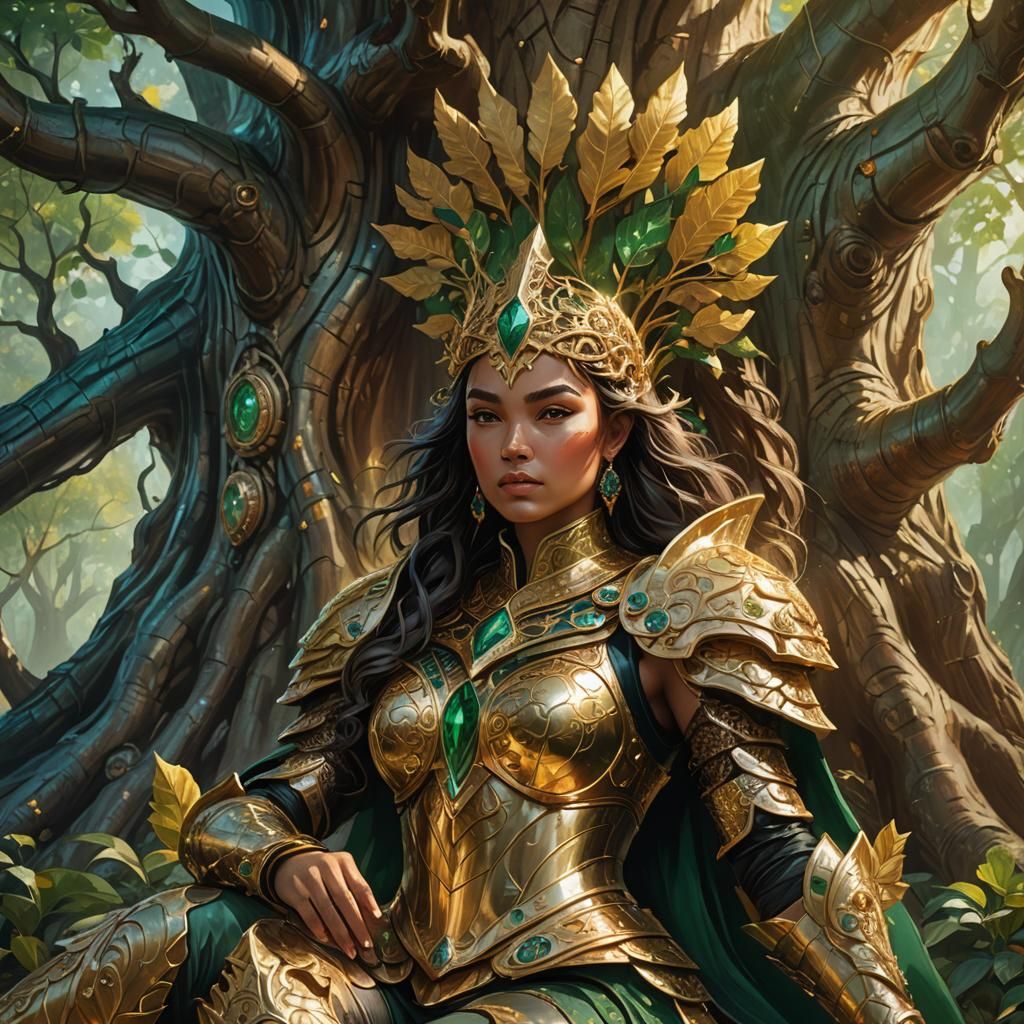 Curvy Warrior Princess Aydin on Tree Throne