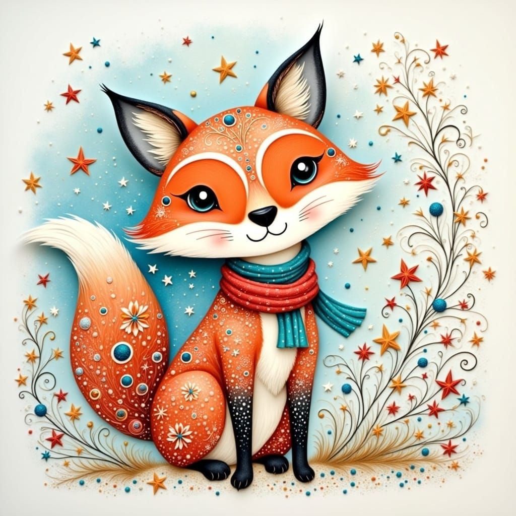 Whimsical Fox in a Celestial Realm
