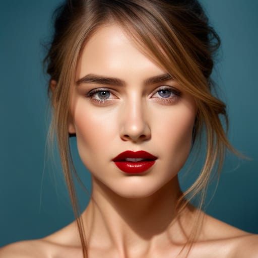 AI Portrait: Woman Without Red Lipstick