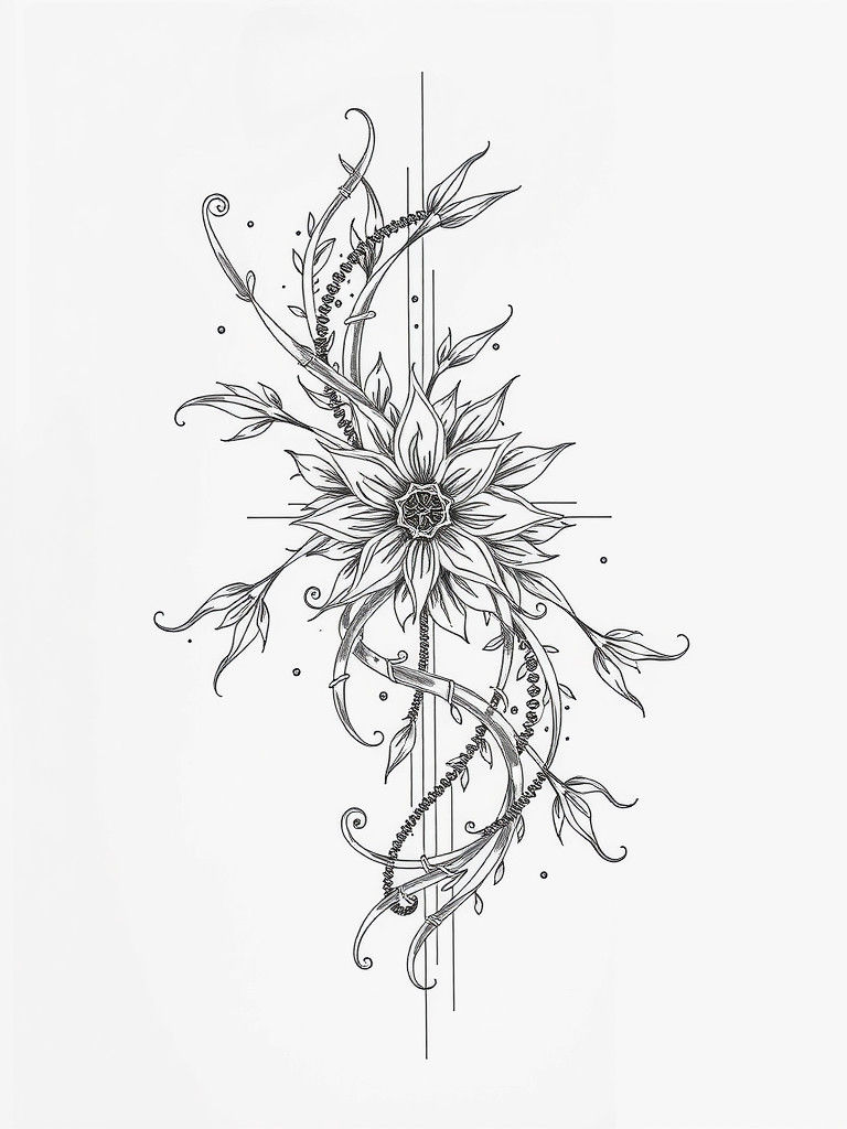 Intricate Brilliant Tattoo Art in Minimalist Line Style