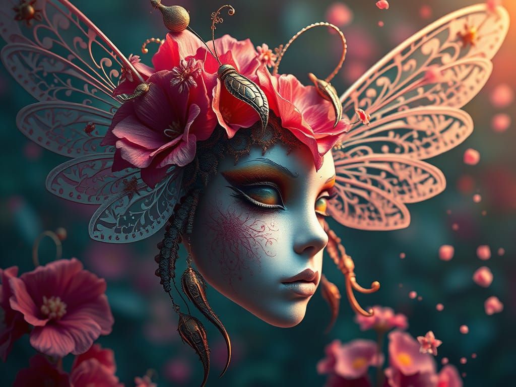 Funky Doodad Guys with Floral Gossamer Wings