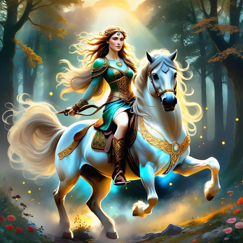 Epona, Celtic Horse Goddess, Runs Freely