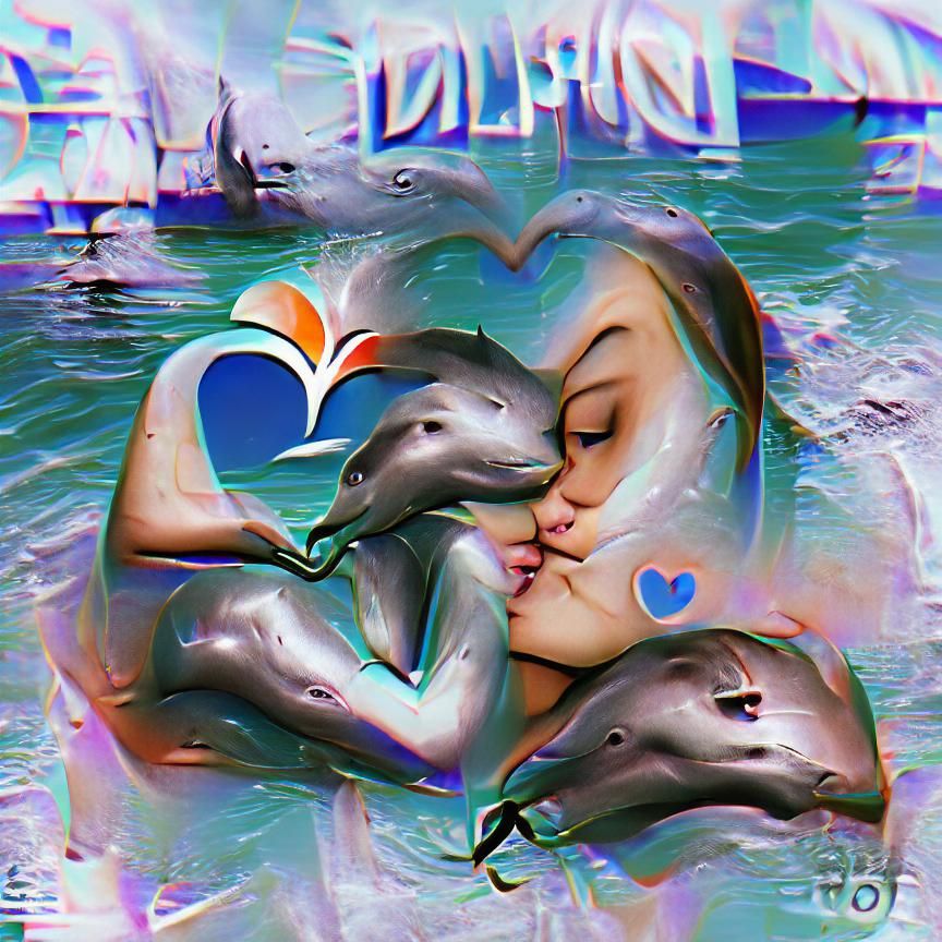 Dolphin Love: An AI-Generated Image