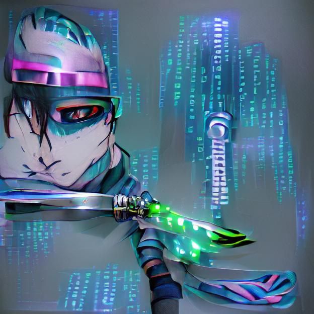 Cyberpunk Swordsman Ready for Battle