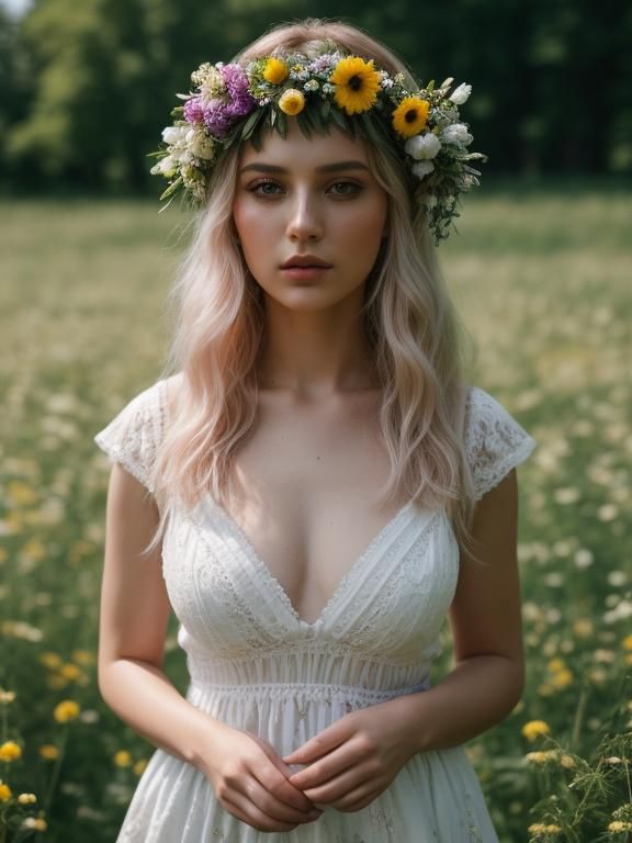 Woman in Field Portrait with Bokeh Effect
