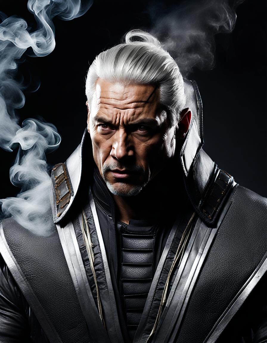 Smoke from Mortal Kombat 9: Hyperdetailed Fantasy Portrait