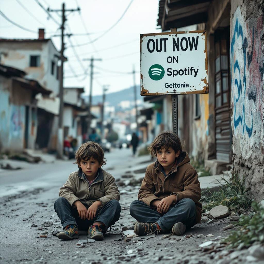 Children in Poor Neighborhood Street Scene