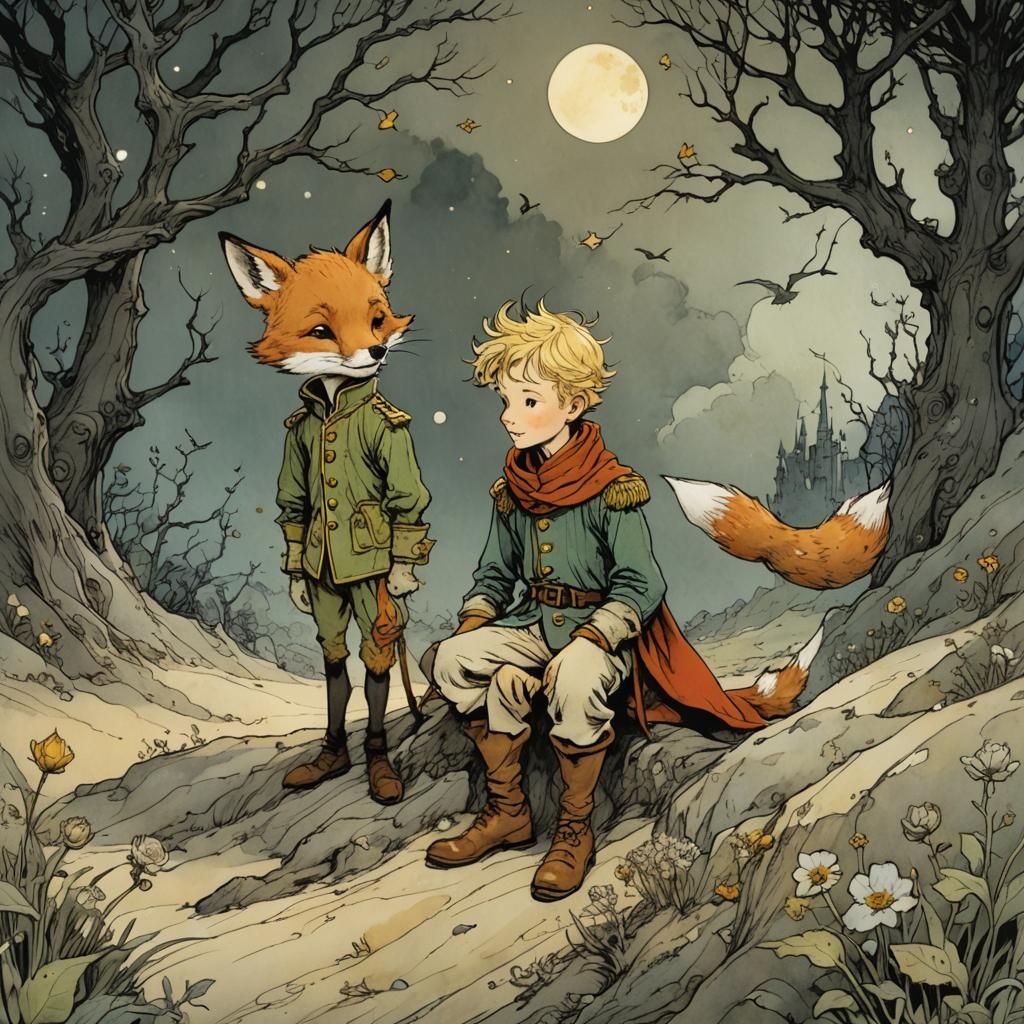 Little Prince and Fox Illustration