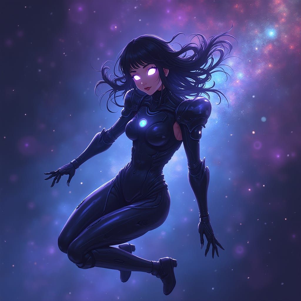 Anime Space Girl in Cyberpunk Style