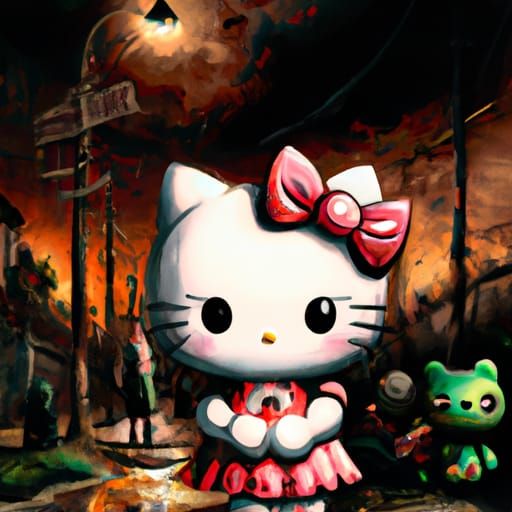 Horror Hello Kitty in Dark Fantasy Style