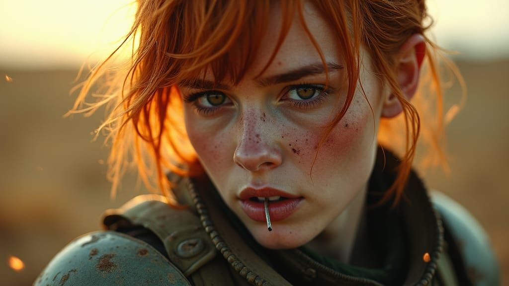 Post-Apocalyptic Woman Portrait in Klimt Style