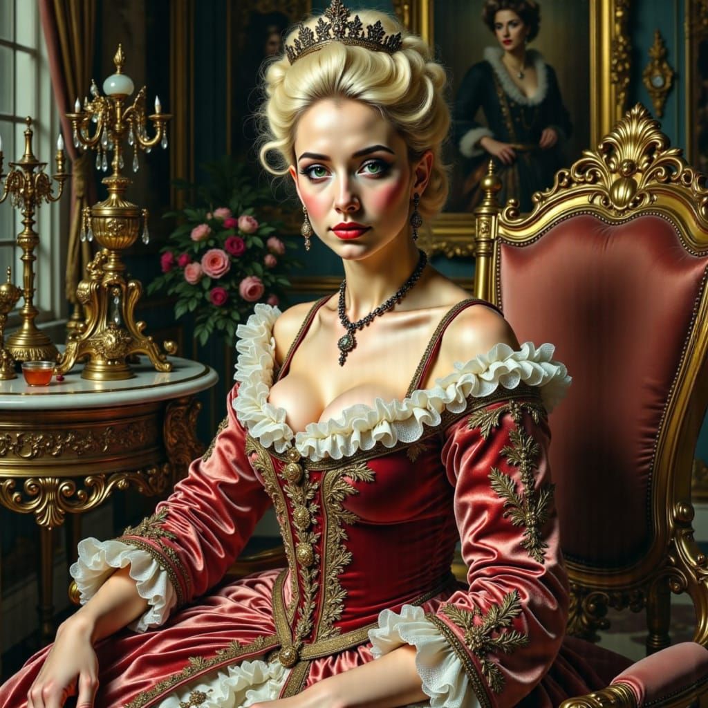 Baroque Lady in Velvet Gown, Grand Ballroom