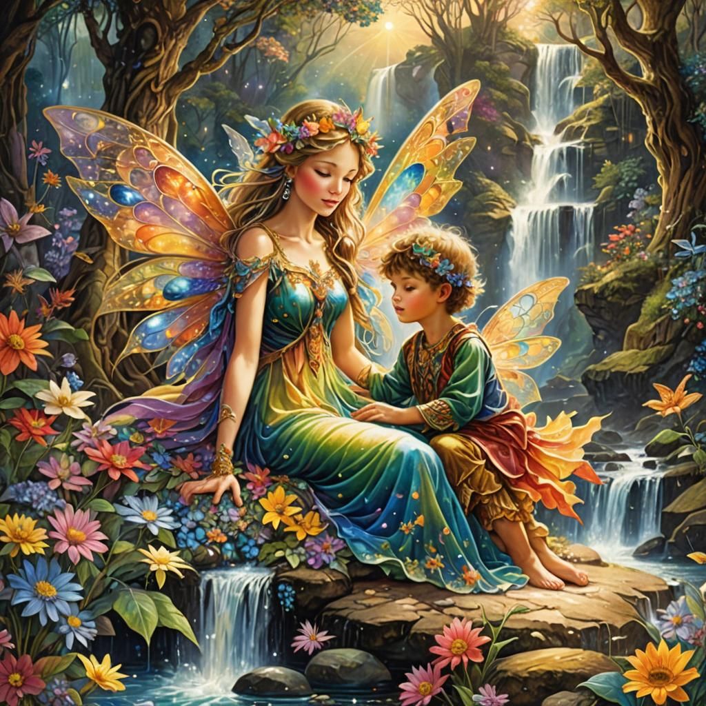 Fairies in a Celestial Forest, Digital Matte Painting