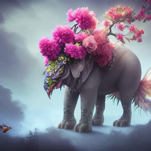 Floral Fantastic Animal in Digital Matte Painting Style