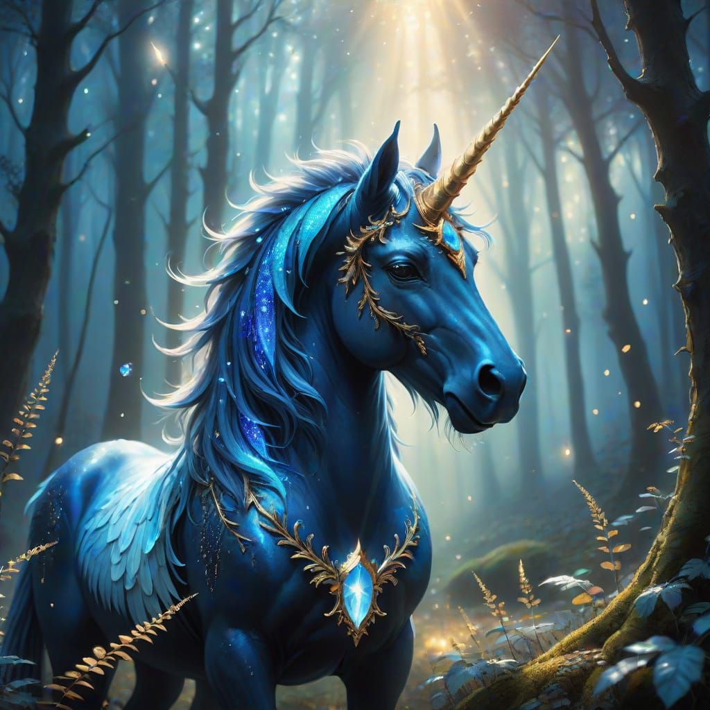 Ethereal Fantasy Unicorn in Mystical Forest